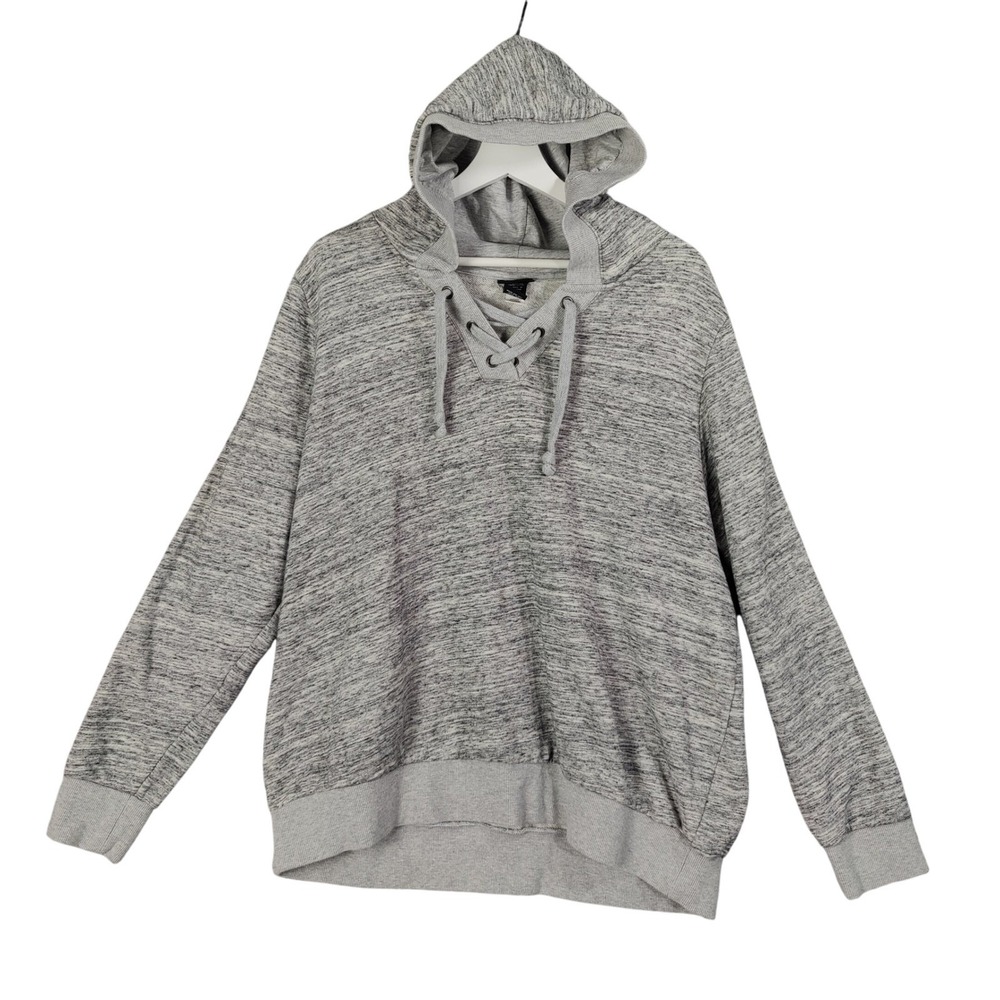 Torrid Women Athleisure Casual Hoodie 3X Gray Lace Up VNeck Space Dye Sweatshirt